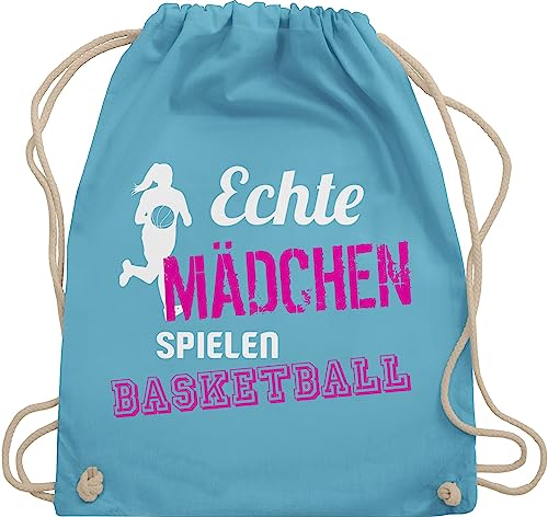 Turnbeutel Rucksack - Trikot Ersatz Training - Echte Mädchen spielen Basketball - Unisize - Hellblau - beutel kordelzug sportrucksack mit schnur gym bag rucksäcke taschen turn tasche von Shirtracer