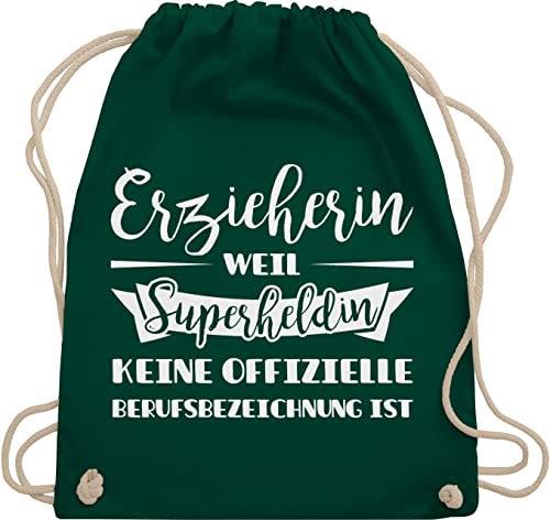 Shirtracer Turnbeutel Rucksack - Taschen - Erzieherin Superheldin Geschenk - Unisize - Dunkelgrün - abschiedgeschenk erzieherinnen betreuerin kindergartenabschiedsgeschenke gymsack von Shirtracer