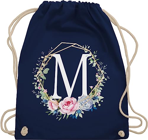 Turnbeutel Rucksack - Geschenk mit Initialen Tasche - Anfangsbuchstabe M - Buchstabe M - Unisize - Navy Blau - bags beuteltasche stoffsackerl turnsackerl sporttasche rucksaecke bag sportrucksack von Shirtracer