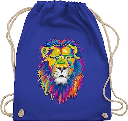 Shirtracer Turnbeutel Rucksack - Dschungel Deko Wildnis - Löwe Lion - Unisize - Royalblau - stoffbeutel kinder bunt kinderrucksack tiere animals löwen turn tasche tier tiermotive bunter turnen beutel von Shirtracer