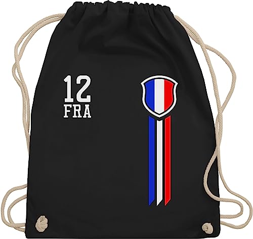 Turnbeutel Rucksack - Fußball EM WM - Taschen - 12. Mann Frankreich Fanshirt - Unisize - Schwarz - europameisterschaft 2024 france bags fussball football beutel fu ball sporttasche em- fanartikel von Shirtracer