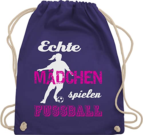 Turnbeutel Rucksack - Fussball EM 2024 - Echte Mädchen spielen Fußball - Unisize - Lila - fußball-rucksack fu ball nur taschen beutel kinderturnbeutel geschenk fussballfan maedchen kinderbeutel von Shirtracer