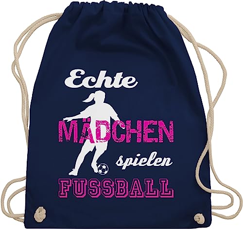 Turnbeutel Rucksack - Fussball EM 2024 - Echte Mädchen spielen Fußball - Unisize - Navy Blau - fussballrucksack fußballer nur stoffbeutel maedchen geschenk fu ball turnsack beutel fussballfans von Shirtracer