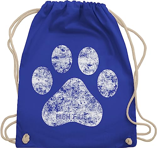 Turnbeutel Rucksack - Geschenk für Hundebesitzer - High Five Hunde Pfote - Unisize - Royalblau - stofftasche hundesprueche sporttaschen hunden stoffrucksack hundesprüchen turnsack hundemotive von Shirtracer