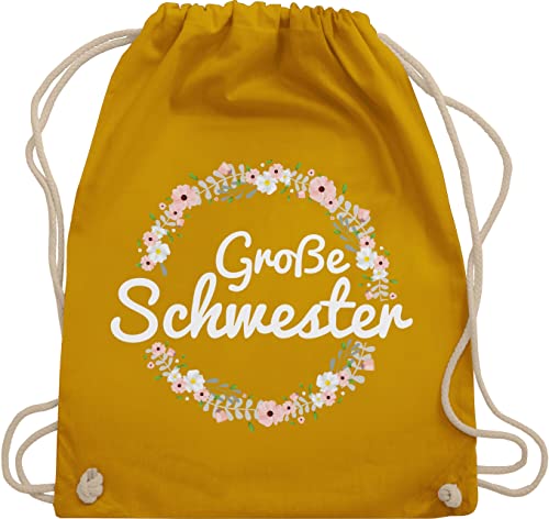 Turnbeutel Rucksack - Taschen - Große Schwester I Geschenk - Unisize - Senfgelb - grosse sporttasche blumenkranz bag schöne geschenke für gymsack geschwisterliebe turnsack beutel kinder von Shirtracer