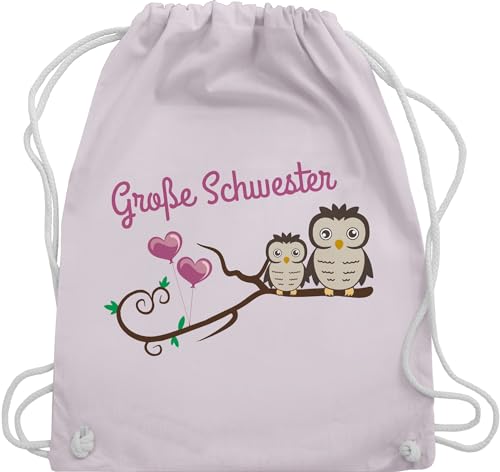 Shirtracer Turnbeutel Rucksack - Geschwister Bruder und - Große Schwester süße Eulen - Unisize - Pastell Rosa - big sister stoffbeutel schwestern stofftasche groß beuteltasche grose tasche größe von Shirtracer