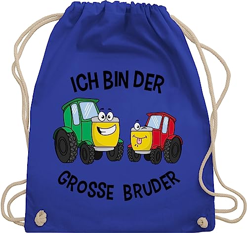 Shirtracer Turnbeutel Rucksack - Großer - Taschen - Ich bin der grosse Bruder Traktor - Unisize - Royalblau - beutelrucksäcke geschenk big bro brüder juterucksäcke trecker großen brother juterucksack von Shirtracer