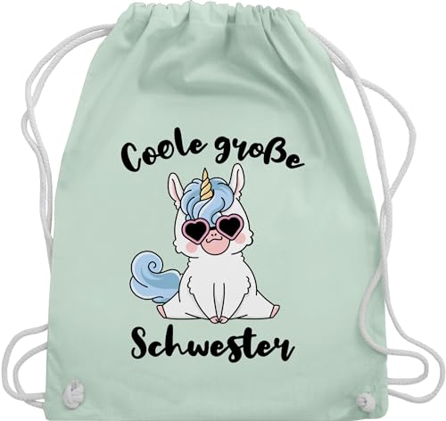 Turnbeutel Rucksack - Geschwister Geschenk - Coole große Schwester mit Einhorn - Unisize - Pastell Grün - schwestern sportbeutel grosse backpack stoffbeutel großer beutel bags tasche bag turnsack von Shirtracer