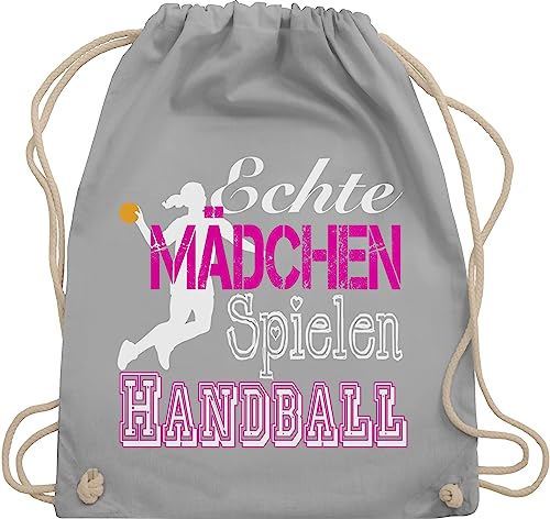 Turnbeutel Rucksack - WM 2023 Trikot Ersatz - Echte Mädchen Spielen Handball weiß - Unisize - Hellgrau - geschenke baumwolle beutel stoffbeutel kordelzug baumwollrucksack stoffsackerl beuteltasche von Shirtracer