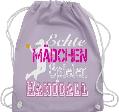 Turnbeutel Rucksack - EM 2026 Trikot Ersatz - Echte Mädchen spielen Handball I - Unisize - Pastell Lila - geschenke für handballer handballbeutel hanball habdball beutel kinderturnbeutel halbball von Shirtracer