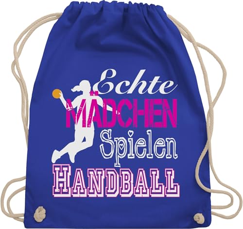 Turnbeutel Rucksack - EM 2026 Trikot Ersatz - Echte Mädchen spielen Handball I - Unisize - Royalblau - geschenke für handballer handballbeutel hanball habdball beutel kinderturnbeutel halbball von Shirtracer