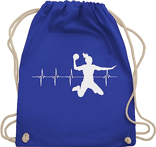 Turnbeutel Rucksack - WM 2023 Trikot Ersatz - Handball Herzschlag für Damen - Unisize - Royalblau - baumwolle beutel em stoffbeutel fans turnsackerl fan sportbeutel groß geschenk kinderturnbeutel von Shirtracer