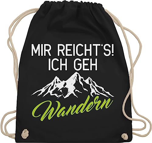Turnbeutel Rucksack - Hobby Outfit - Mir reicht's ich geh wandern - Unisize - Schwarz - wandergeschenk sportbeutel läufer laufsport berg beutel wandergeschenke joggen laufen berge stoffrucksack von Shirtracer