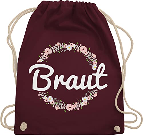 Turnbeutel Rucksack - JGA Junggesellenabschied Frauen - Braut Blumenkranz - Unisize - Bordeauxrot - polterer frau turnbeute junggesellinnenparty stoff beutel jungessellinnenabschied stoffsackerl von Shirtracer