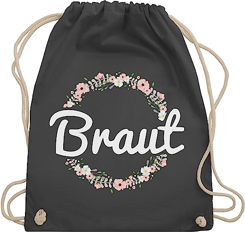 Shirtracer Turnbeutel Rucksack - JGA Junggesellenabschied Frauen - Braut Blumenkranz - Unisize - Dunkelgrau - brautgeschenk brauttaschen bachelorette party bripe beutel brauttasche von Shirtracer