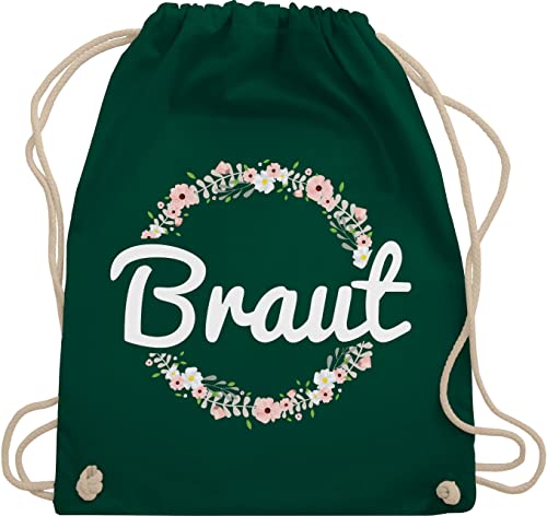 Turnbeutel Rucksack - JGA Junggesellenabschied Frauen - Braut Blumenkranz - Unisize - Dunkelgrün - jungegesellenabschied sportbeutel baumwolle hen party turnsackerl junggessellenabschied bag von Shirtracer