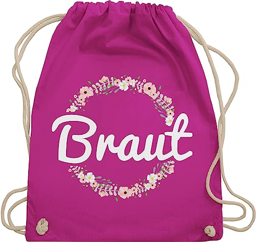 Turnbeutel Rucksack - JGA Junggesellenabschied Frauen - Braut Blumenkranz - Unisize - Fuchsia - brautgeschenk brauttaschen bachelorette party bripe beutel brauttasche junggesellinnenabschied outfit von Shirtracer