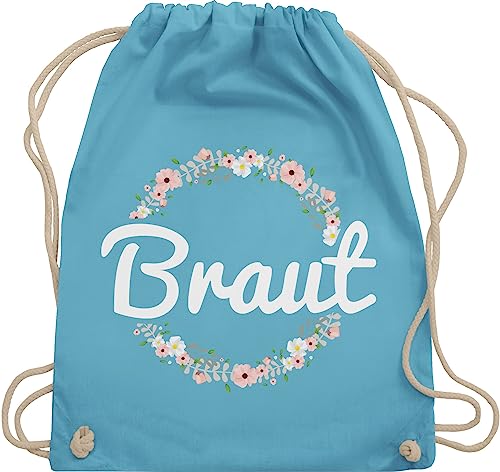 Shirtracer Turnbeutel Rucksack - Braut Blumenkranz - Unisize - Hellblau - sportbeutel groß jga junggessellenabschied bag frauen jubggesellinnenabschied geschenkebeutel junggesellenabschied damen von Shirtracer