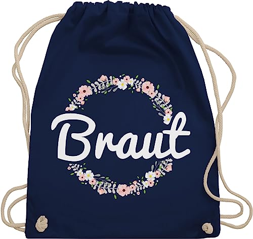 Shirtracer Turnbeutel Rucksack - JGA Junggesellenabschied Frauen - Braut Blumenkranz - Unisize - Navy Blau - jungesellinnenabschied frau outfit jungesellenabschied blumenkränze beutelrucksäcke von Shirtracer