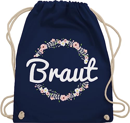 Shirtracer Turnbeutel Rucksack - JGA Junggesellenabschied Frauen - Braut Blumenkranz - Unisize - Navy Blau - brautgeschenk brauttaschen bachelorette party bripe beutel brauttasche von Shirtracer