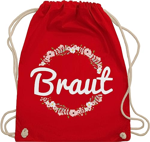 Shirtracer Turnbeutel Rucksack - Braut Blumenkranz - Unisize - Rot - beuteltasche jga polterer frauen turnbeute jungesellinnenabschied frau umhängebeutel damen junggesellenabschied beutelrucksack von Shirtracer