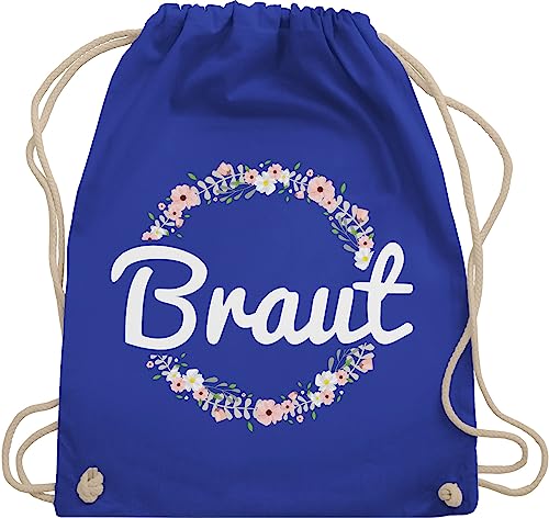 Turnbeutel Rucksack - Braut Blumenkranz - Unisize - Royalblau - bachelorette baumwolle beutel goodie bag jga bridal shower rucksackbeutel junggesellenabschied junggesellinenabschied stoffturnbeutel von Shirtracer