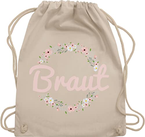 Turnbeutel Rucksack - JGA Junggesellenabschied Frauen - Braut Motiv Blumenkranz - Unisize - Naturweiß - brauttasche brauttaschen team bride bripe juterucksäcke utensilien junggesellinnenabschied von Shirtracer