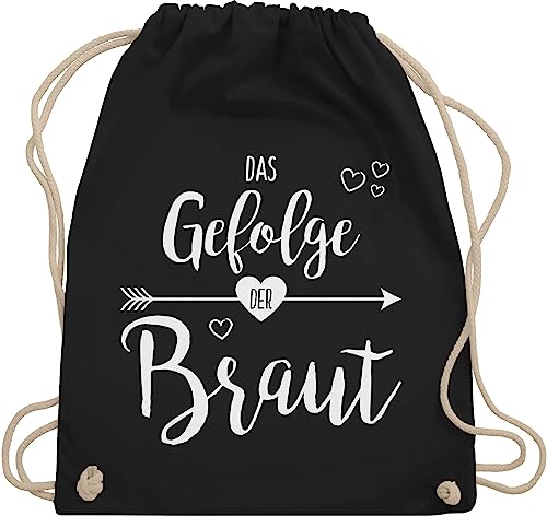 Turnbeutel Rucksack - JGA Junggesellenabschied Frauen - Das Gefolge der Braut - Unisize - Schwarz - utensilien junggesellinnenabschied brauttaschen team bride crew stoffrucksack bag von Shirtracer