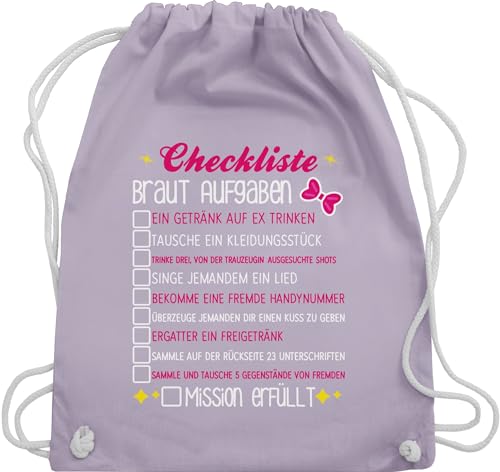 Shirtracer Turnbeutel Rucksack - Junggesellenabschied Frauen - Checkliste Braut Aufgaben - JGA To-do-Liste Bride - Unisize - Pastell Lila - beutel jungesellinenabschied rucksäcke stoffbeutel von Shirtracer