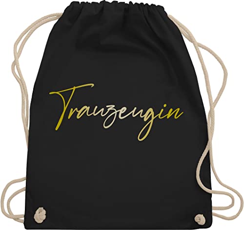 Turnbeutel Rucksack - JGA Junggesellenabschied Frauen - Trauzeugin - Goldeffekt - Unisize - Schwarz - geschenk für die brauttaschen bachelorette party stoffrucksack junggesellinnenabschied outfit von Shirtracer