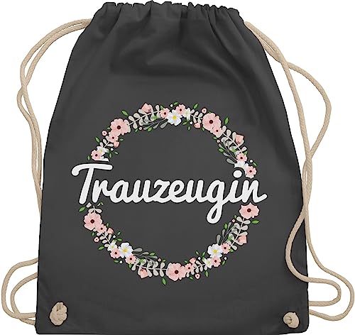 Shirtracer Turnbeutel Rucksack - JGA Junggesellenabschied Frauen - Trauzeugin - Blumenkranz - Unisize - Dunkelgrau - hen party accessories brauttaschen jungesselnabschied bridemaid beutel von Shirtracer