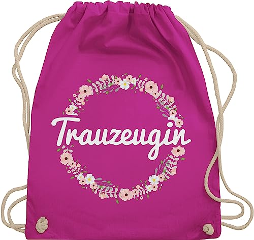 Shirtracer Turnbeutel Rucksack - JGA Junggesellenabschied Frauen - Trauzeugin - Blumenkranz - Unisize - Fuchsia - hen party accessories brauttaschen jungesselnabschied bridemaid beutel von Shirtracer
