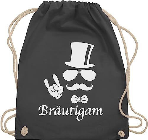Turnbeutel Rucksack - JGA Junggesellenabschied Männer - Bräutigam Hipster - Unisize - Dunkelgrau - polter rucksäcke jungesellenabschied groom juterucksäcke outfit jungesselnabschied braeutigam von Shirtracer