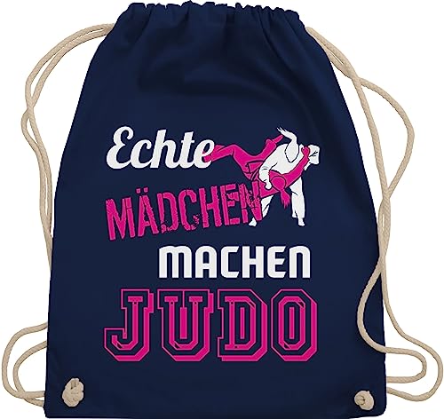 Turnbeutel Rucksack - Kampfsport - Echte Mädchen machen Judo - Unisize - Navy Blau - judotasche kinderturnbeutel sport beutel judotaschen tasche kinder 25. geburtstag stoffrucksack turnsack gymsack von Shirtracer