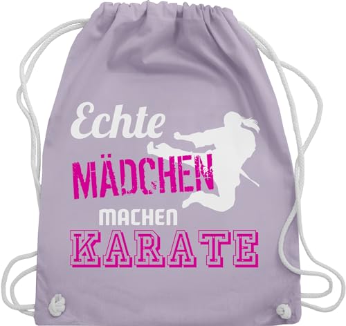 Turnbeutel Rucksack - Kampfsport - Echte Mädchen machen Karate - Unisize - Pastell Lila - sport beutel turn tasche sportrucksack mit schnur taschen kinderturnbeutel rucksackbeutel turnsäckchen von Shirtracer