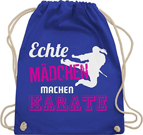 Turnbeutel Rucksack - Echte Mädchen machen Karate - Unisize - Royalblau - beuteltasche turnen beutel gym bag bags turnsack sporttaschen sporttasche sportrucksack mit schnur tasche sport taschen von Shirtracer