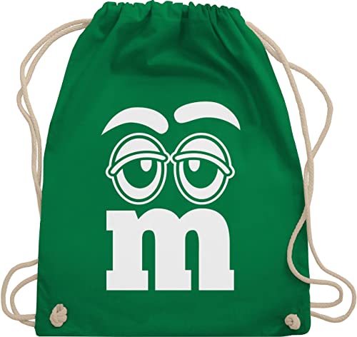 Shirtracer Turnbeutel Rucksack - Karneval & Fasching - Taschen - Faschingskostüm Gruppen M&M Aufdruck Gesicht - Unisize - Grün - bags wurfbeutel+karneval fasent bag beutel für wurfmaterial faschings- von Shirtracer