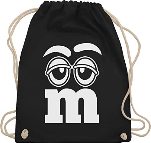 Turnbeutel Rucksack - Karneval & Fasching - Taschen - Faschingskostüm Gruppen M&M Aufdruck Gesicht - Unisize - Schwarz - m karnevalsbeutel faschings mm juterucksäcke karnevalstasche karnevals von Shirtracer