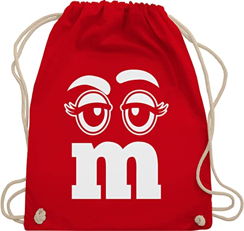 Turnbeutel Rucksack - Karneval & Fasching - Taschen - M und M Augen - Unisize - Rot - kamelle beutel fastnacht turnsack kamellebeutel kinder wurfbeutel köstüme um beuteltasche stoff baumwolle von Shirtracer