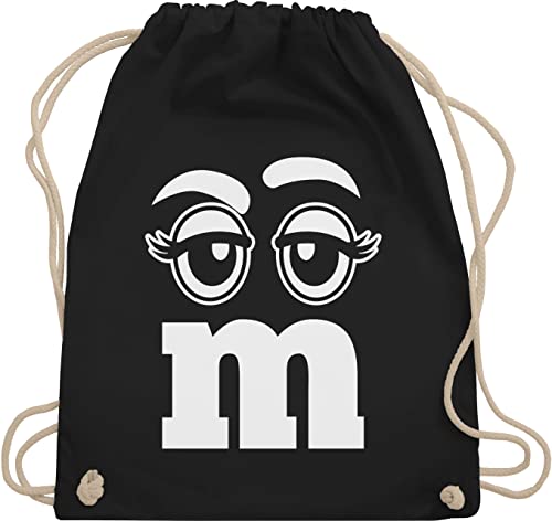 Turnbeutel Rucksack - Karneval & Fasching - Taschen - M und M Augen - Unisize - Schwarz - gym bag festival karnevalsbeutel faschings mm juterucksäcke festivaltasche karnevalstasche karnevals mms von Shirtracer