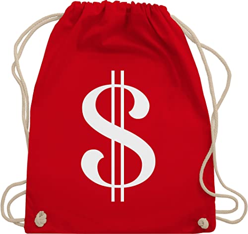 Turnbeutel Rucksack - Karneval & Fasching - Taschen - Dollar Zeichen Money I Räuber I Dieb I Panzerknacker I Geld I Bankräuber - Unisize - Rot - sack mit dollarzeichen karnevalsbeutel faschings von Shirtracer