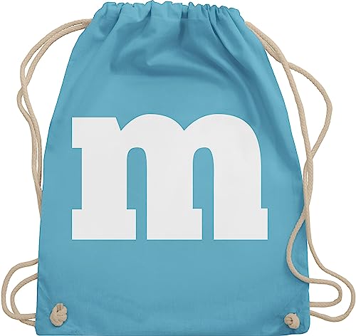Turnbeutel Rucksack - & Fasching - Taschen - M Aufdruck Karneval I M&M Schokolinse I MM Fastnacht I Fasnacht I Fasnet - Unisize - Hellblau - wurftaschen karnevalsbeutel faschings m& stoffrucksack von Shirtracer