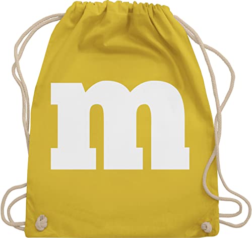 Turnbeutel Rucksack - & Fasching - Taschen - M Aufdruck Karneval I M&M Schokolinse I MM Fastnacht I Fasnacht I Fasnet - Unisize - Gelb - wurftaschen karnevalsbeutel faschings m& stoffrucksack von Shirtracer