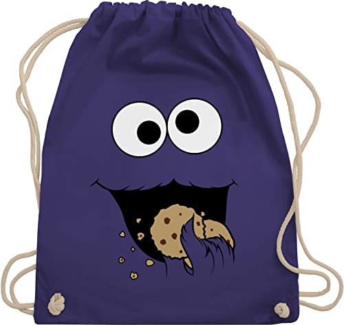 Shirtracer Turnbeutel Rucksack - Karneval & Fasching - Taschen - Keks-Monster - Unisize - Lila - kindergarten rucksäcke tasche fasnet keksmonster beutel kinder kindergartenrucksack jungen wurftaschen von Shirtracer