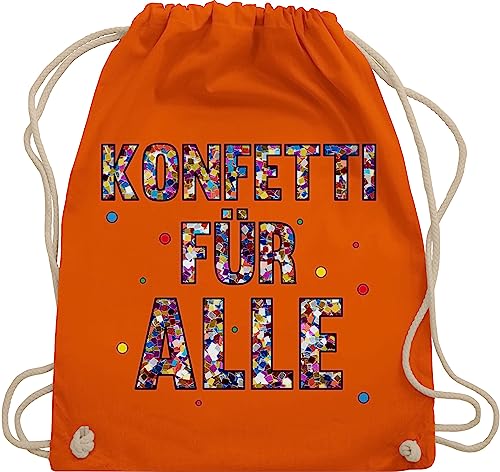 Shirtracer Turnbeutel Rucksack - Karneval & Fasching - Taschen - Konfetti für Alle - Unisize - Orange - kamelle beutel fastnacht turnbuetel koeln wurfbeutel köstüme stoffrucksack tasche wurfmaterial von Shirtracer