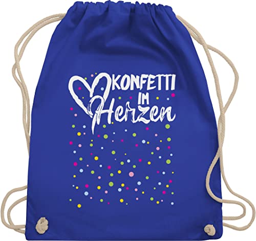 Turnbeutel Rucksack - Karneval & Fasching - Taschen - Konfetti im Herzen - Unisize - Royalblau - bag für wurfmaterial faschings- kinderturnbeutel tasche fasnacht baumwollbeutel beutel carneval von Shirtracer