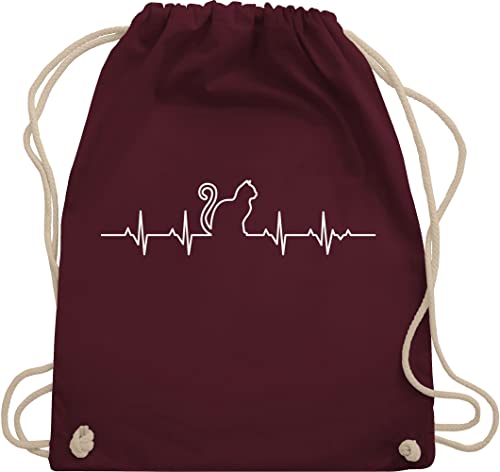 Turnbeutel Rucksack - Katzenbesitzer Geschenk - Herzschlag Katze - Unisize - Bordeauxrot - tier katzen-tasche cat haustier turnsack kinderrucksack tiere katzen katzenmama beutel mit katzenmotiv Turnbeutel Rucksack - Katzenbesitzer Geschenk - Herzschlag Katze - Unisize - Bordeauxrot - tier katzen-tasche cat haustier turnsack kinderrucksack tiere katzen katzenmama beutel mit katzenmotiv von Shirtracer