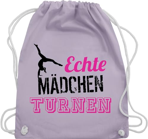 Turnbeutel Rucksack - Kinder Sport Kleidung - Echte Mädchen turnen fuchsia - schwarz - Unisize - Pastell Lila - kinderturnbeutel turnerin gym bags turnsackerl sporttasche juterucksack turn tasche von Shirtracer