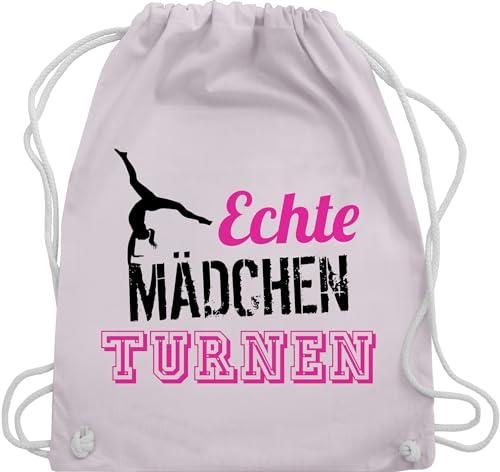 Turnbeutel Rucksack - Kinder Sport Kleidung - Echte Mädchen turnen fuchsia - schwarz - Unisize - Pastell Rosa - sportbag turnerin sportsack baumwollrucksack beuteltasche gym beutel stoffsackerl von Shirtracer