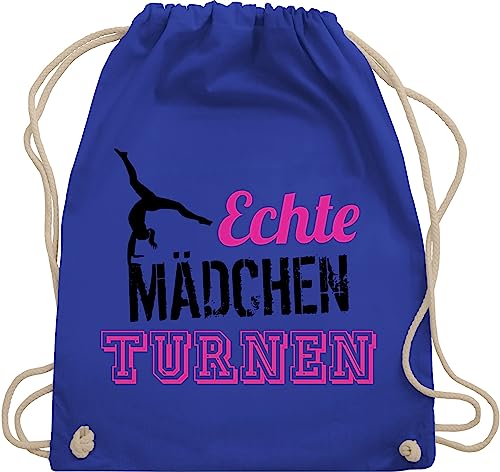 Shirtracer Turnbeutel Rucksack - Kinder Sport Kleidung - Echte Mädchen turnen fuchsia - schwarz - Unisize - Royalblau - gymnastics bag girls kinderturnbeutel 25. geburtstag turn stoffrucksack von Shirtracer